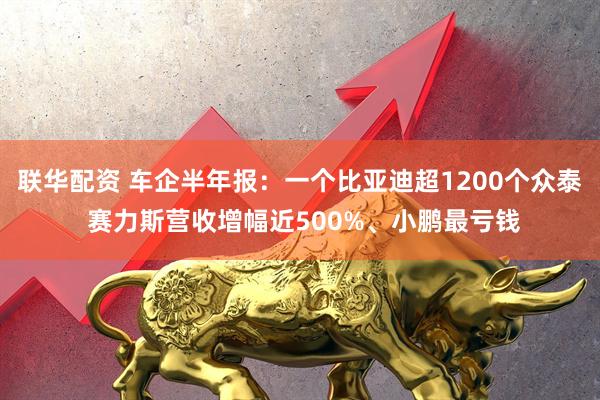 联华配资 车企半年报：一个比亚迪超1200个众泰 赛力斯营收增幅近500%、小鹏最亏钱