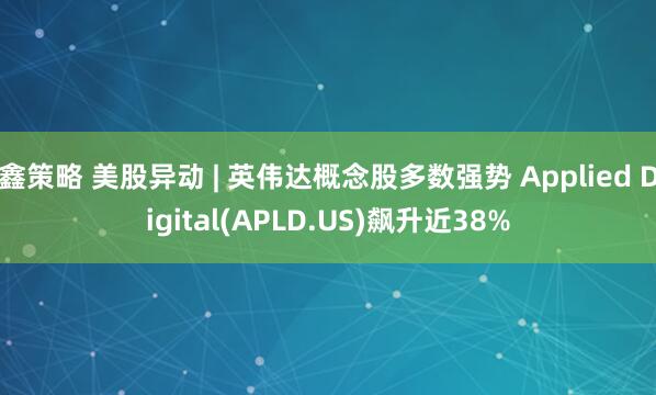 鑫策略 美股异动 | 英伟达概念股多数强势 Applied Digital(APLD.US)飙升近38%